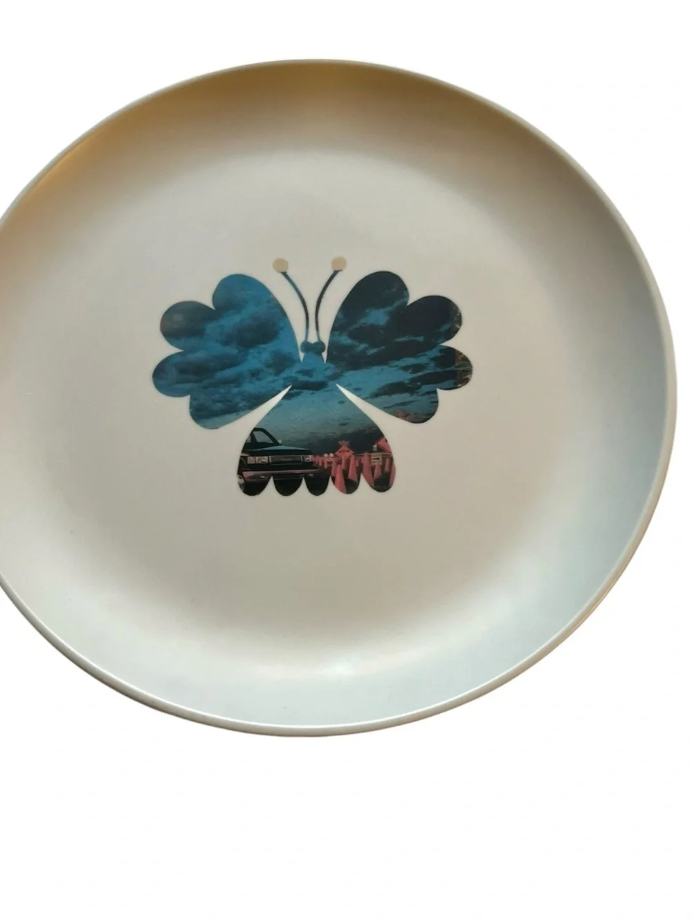 Crate & Barrel 4 Melamine Butterfly Salad Plates Lucia Eames Design 9” Modern